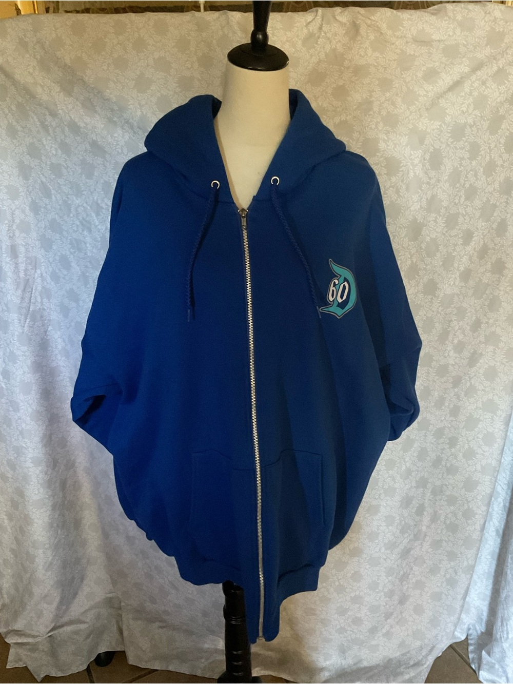 Disney Blue Hooded Zip Jacket with '60' Patch -
